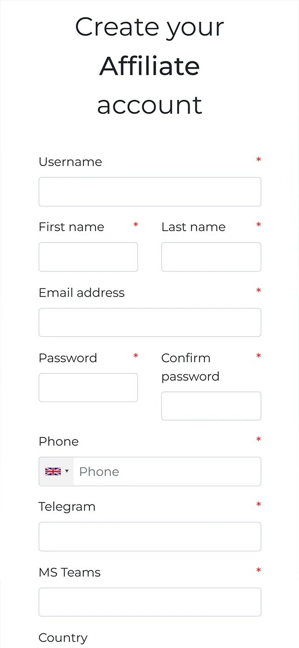 Fill out the Katanaspin affiliate form.