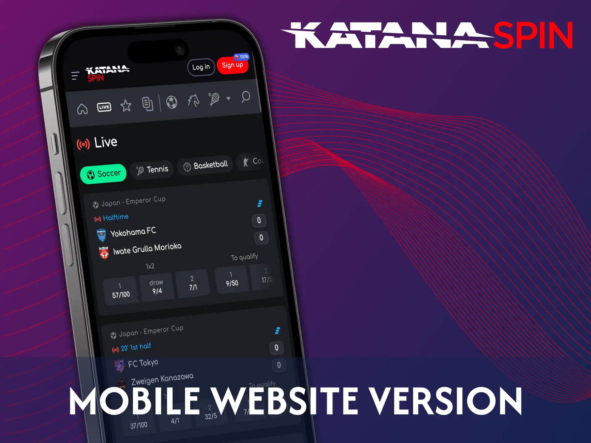 Use the mobile version of the official Katanaspin website.