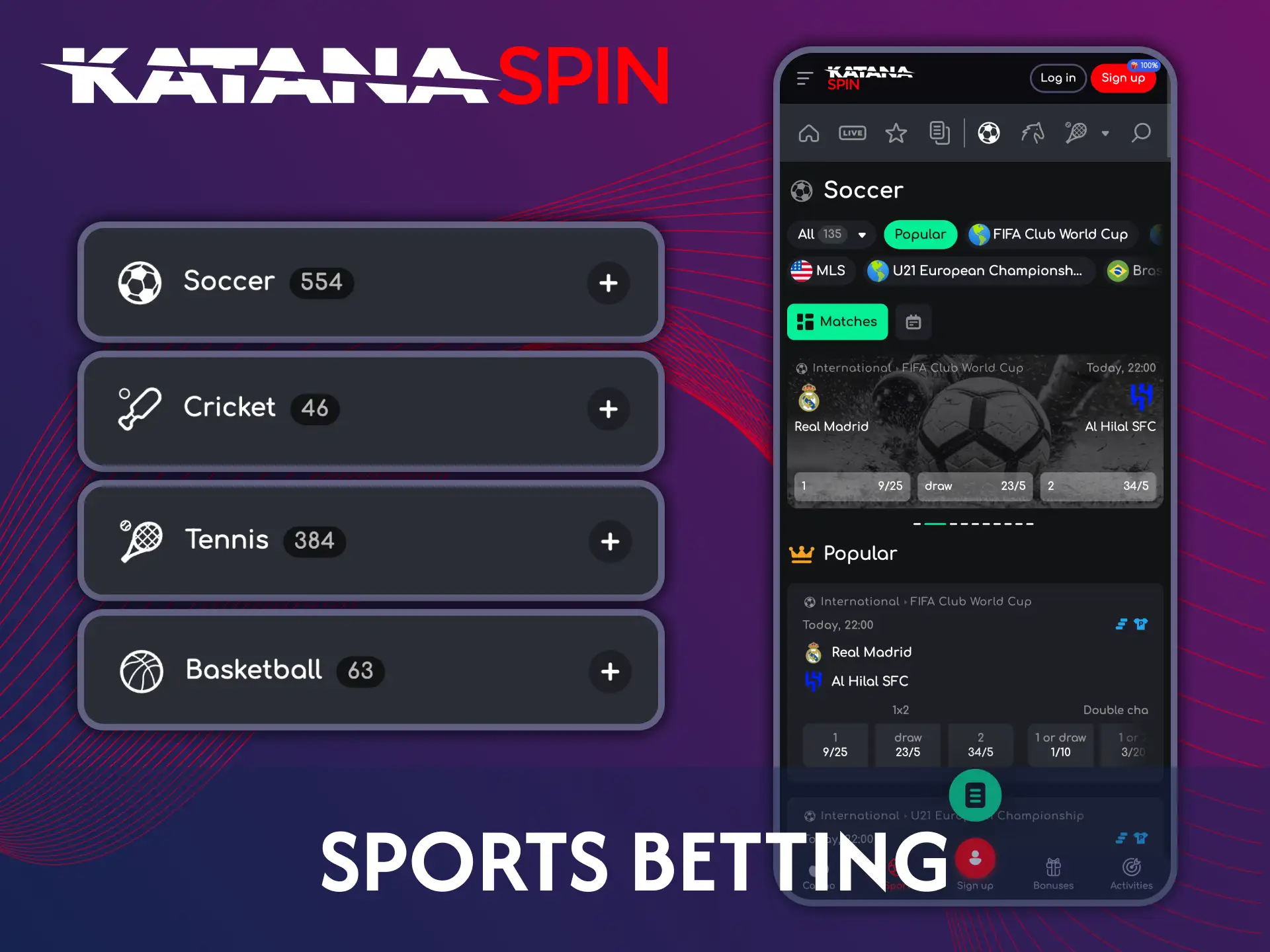 Enjoy sports betting directly on the Katanaspin mobile app.