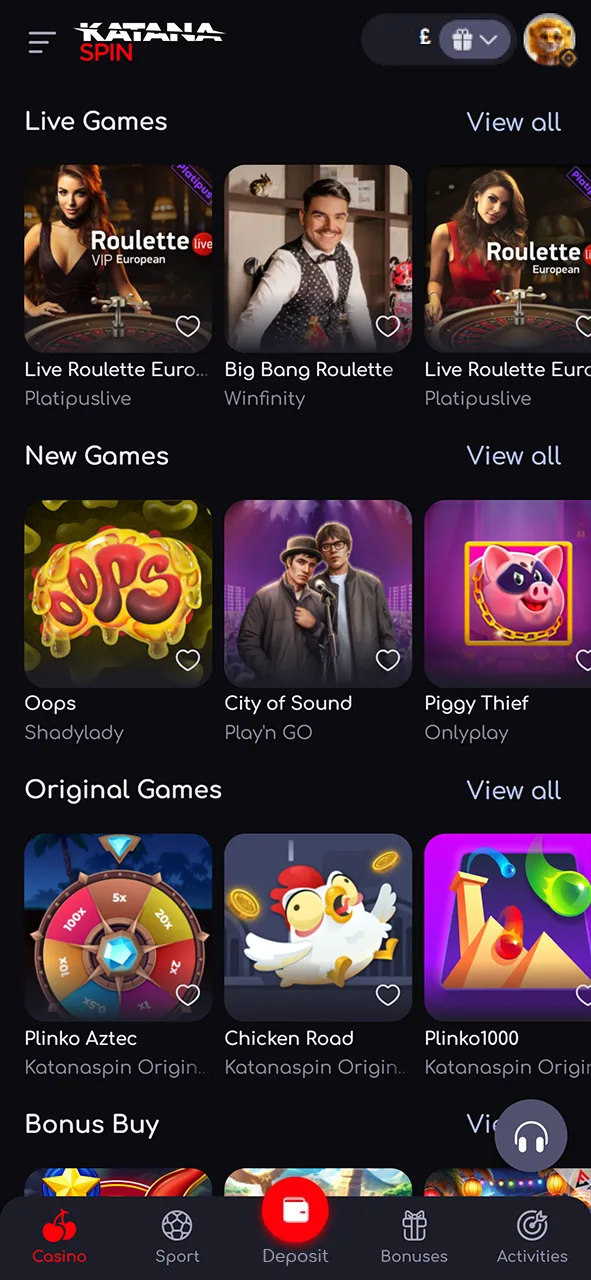 Go and wager your bonus in Katanaspin games.