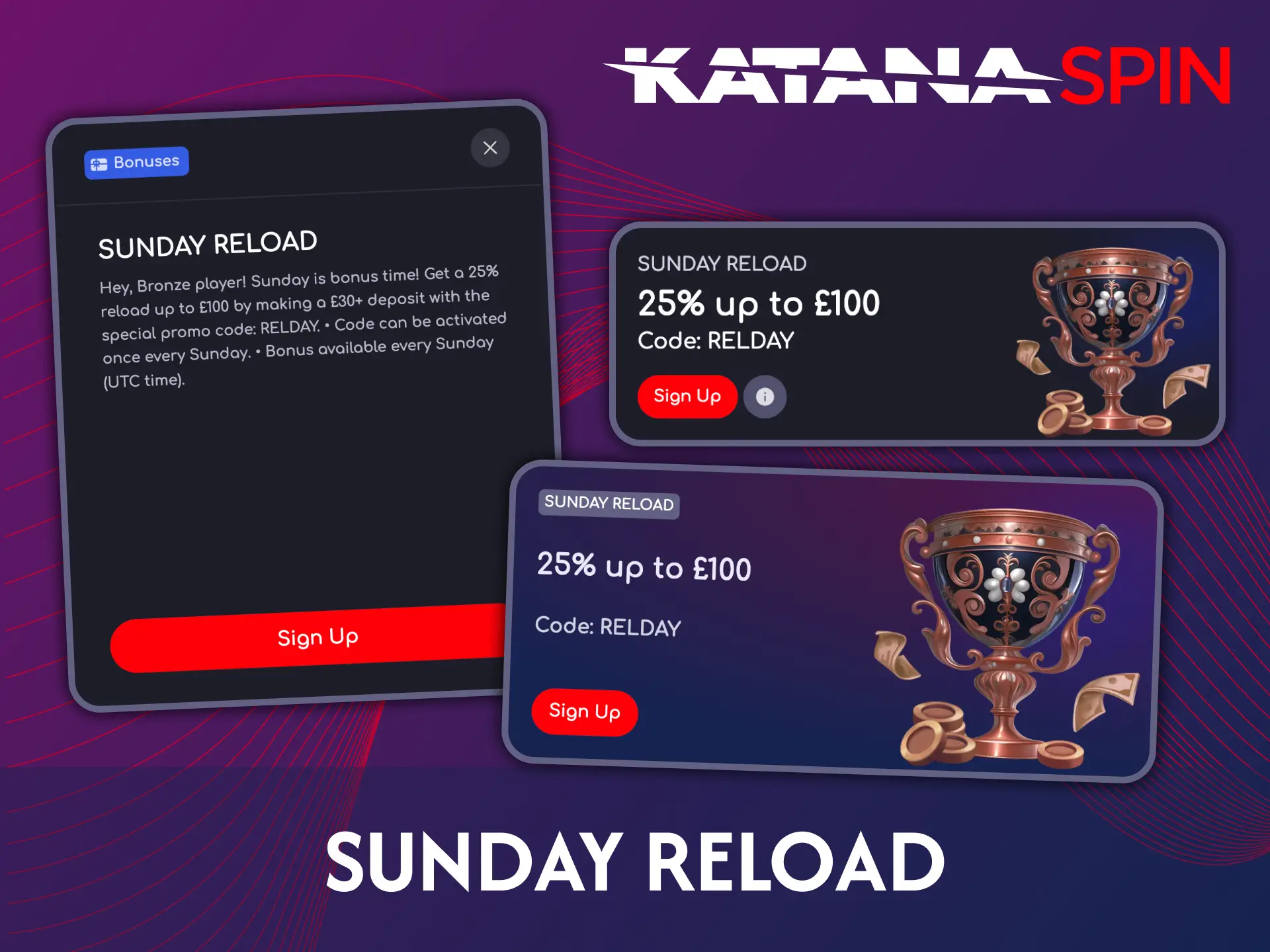 Claim the Sunday Reload bonus every week at Katanaspin.