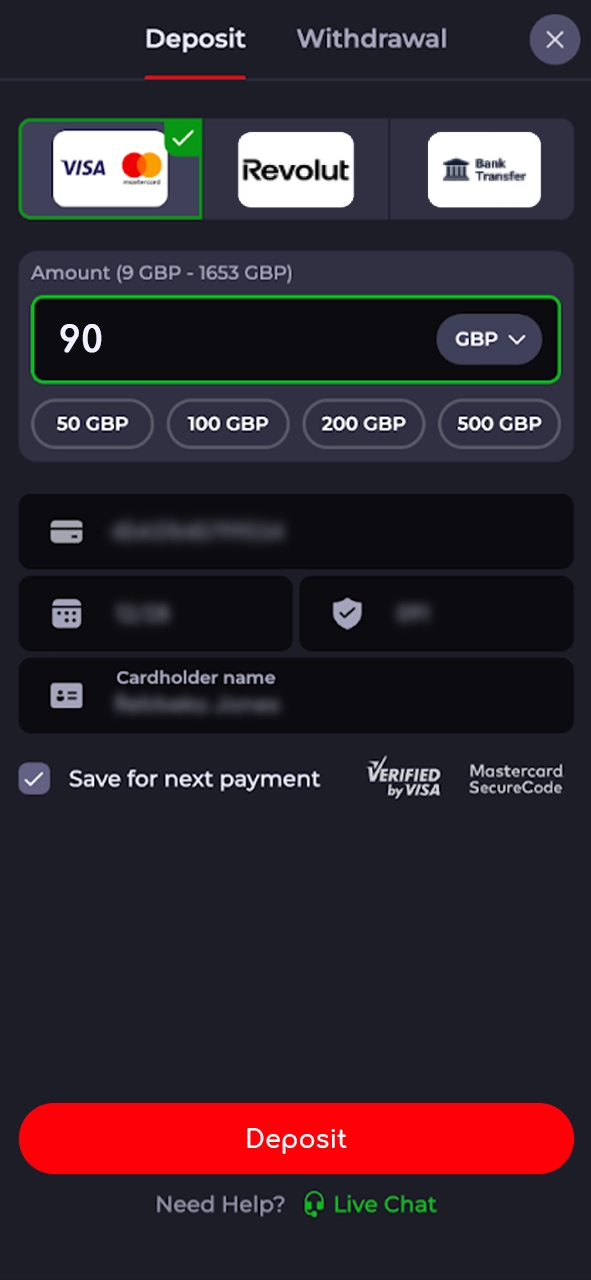 Top up your Katanaspin balance with the required amount.