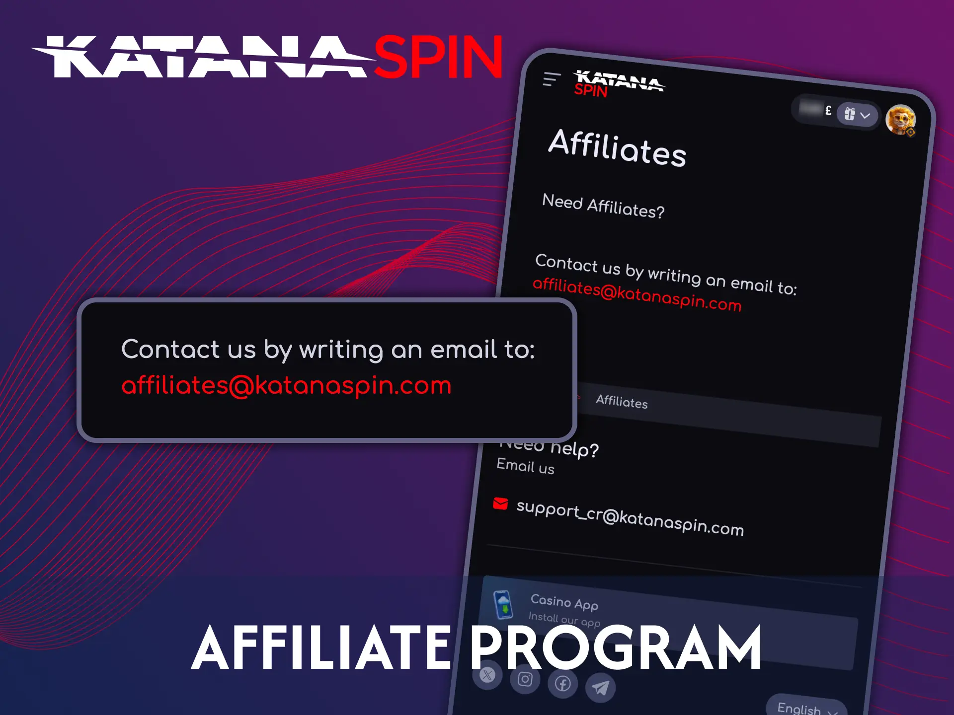 Get an opportunity to earn income with Katanaspin affiliate program.