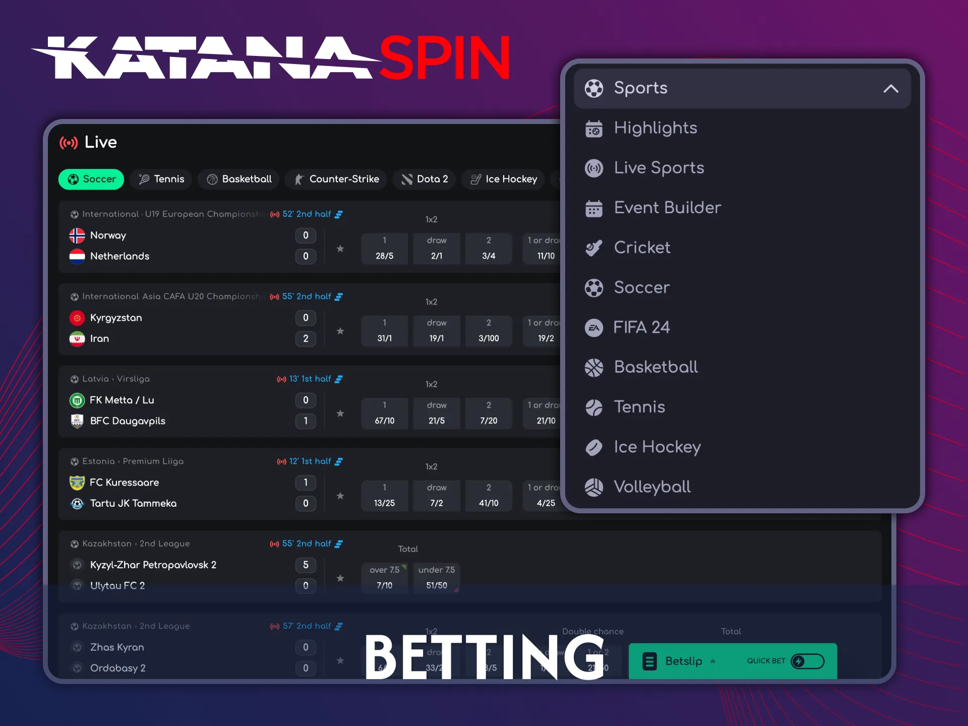 You can try Katanaspin online casino sports betting.