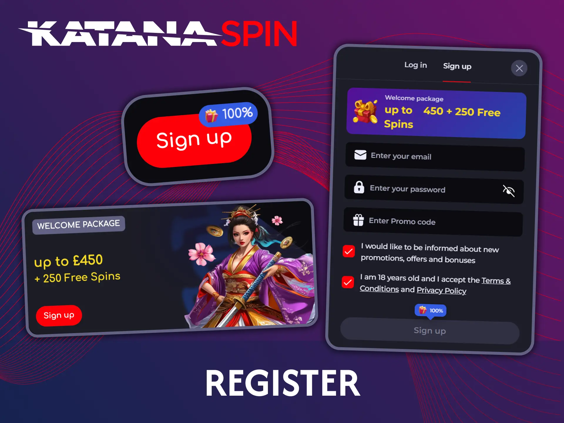 Register on Katanaspin Casino to play real money games.