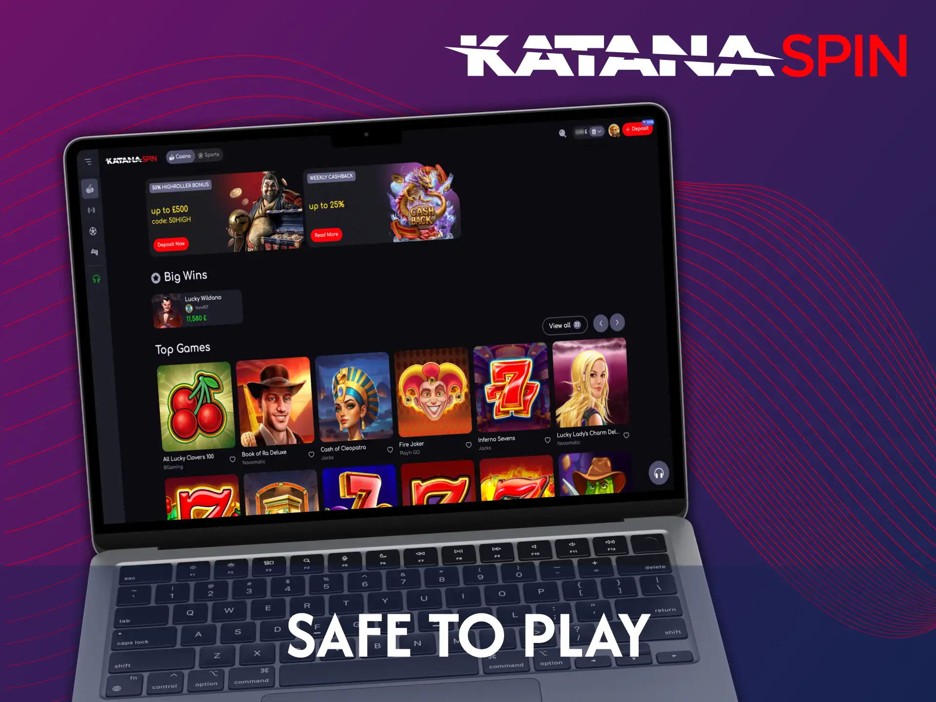 Katanaspin ensures security through reliable payment methods.