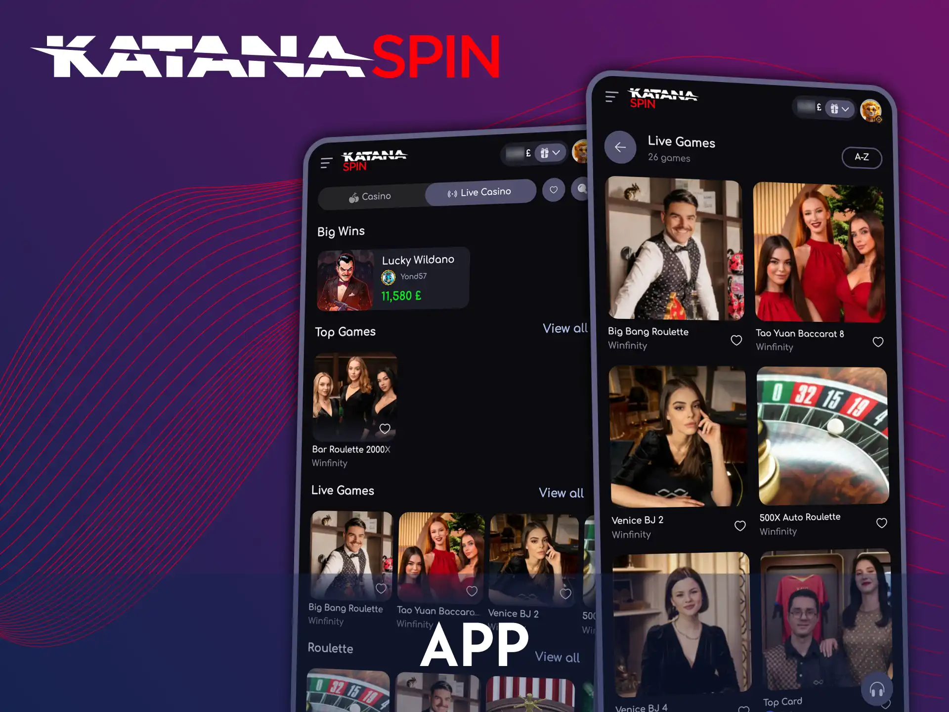 Katanaspin official mobile app is available for Android and iOS.