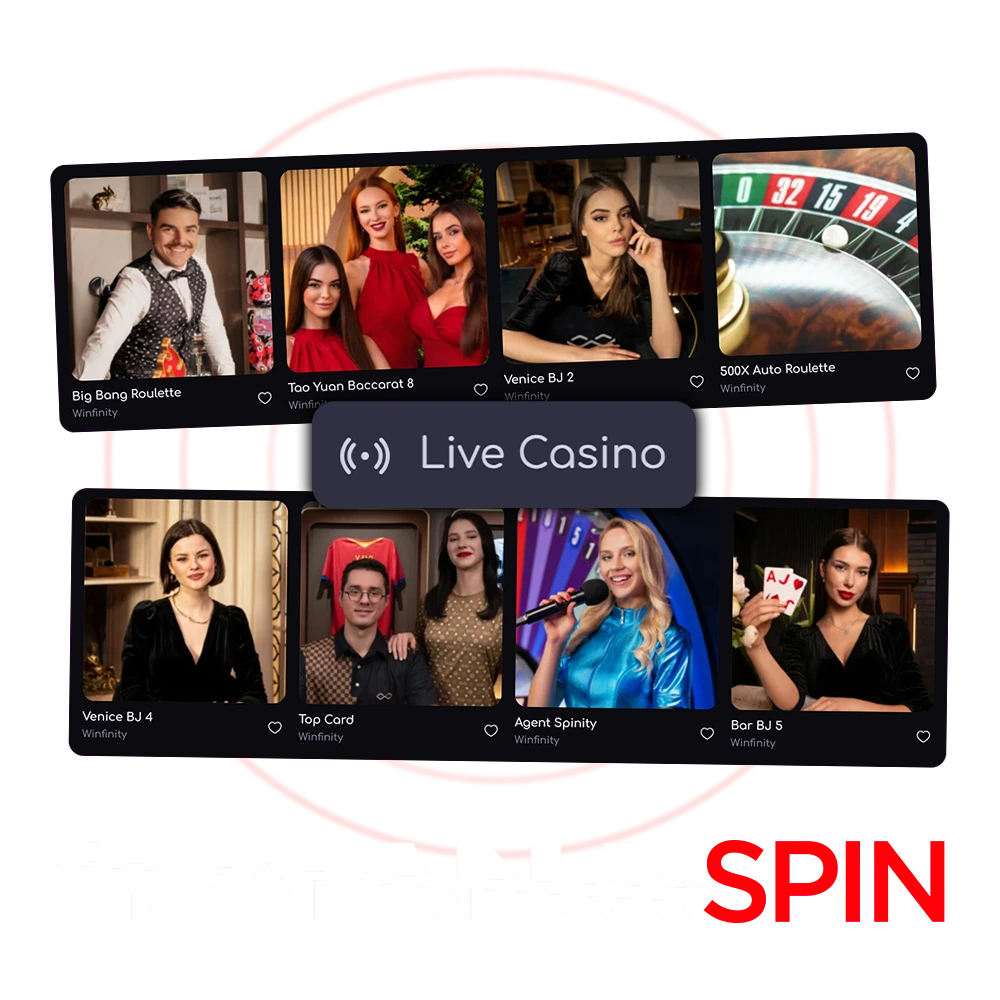 Play with a real dealer in the live casino section at Katanaspin.