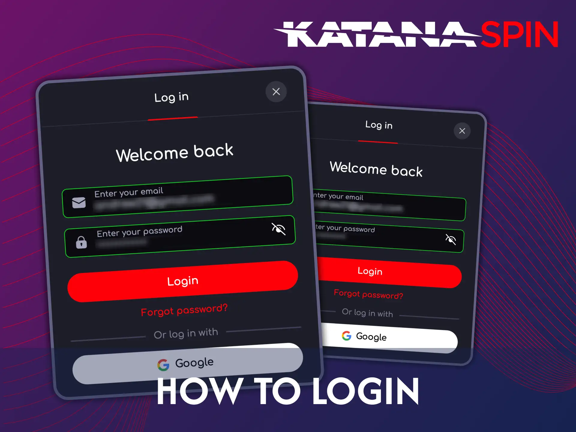 Follow the steps to login to your Katanaspin personal account.