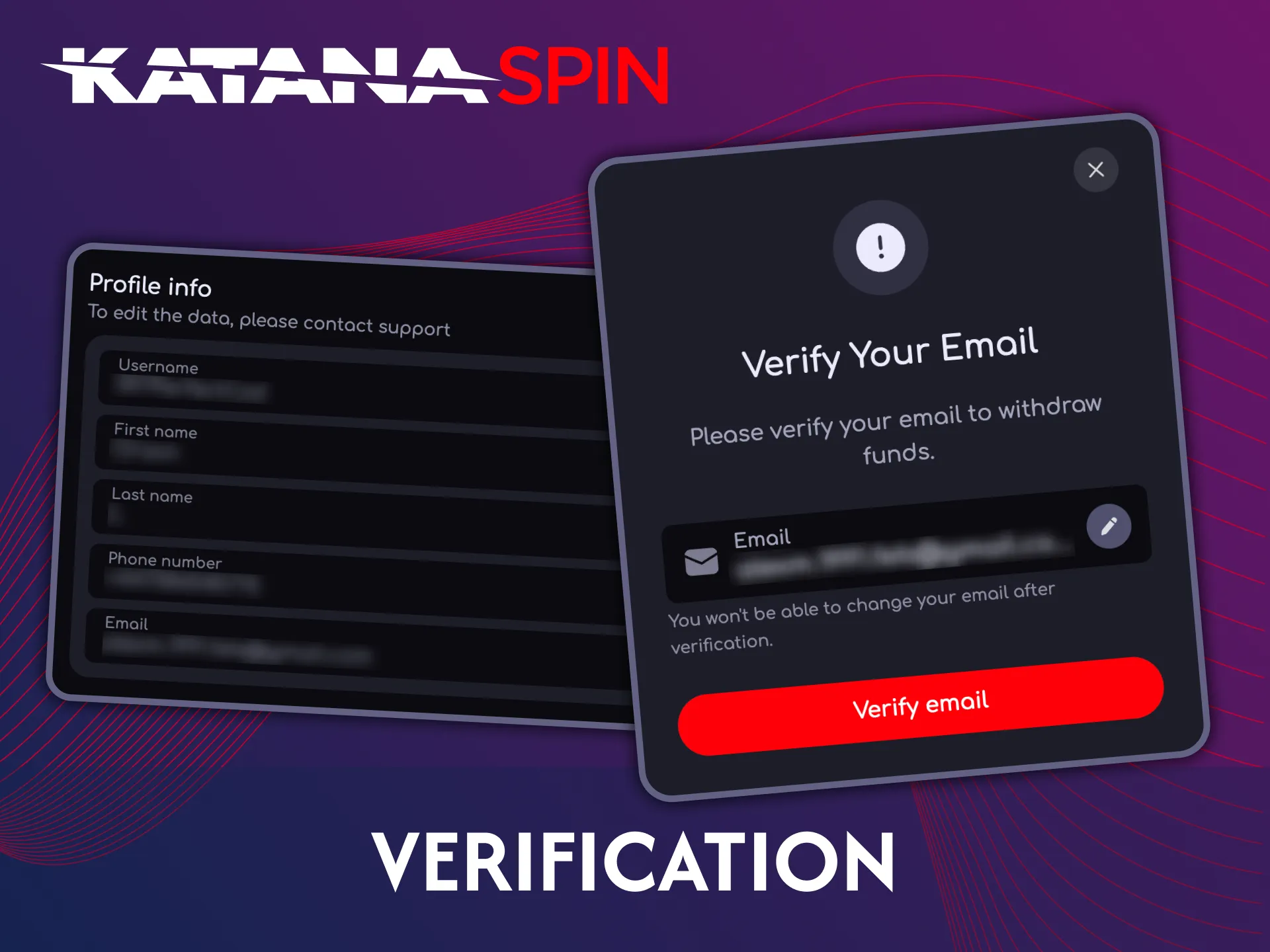 Verification at Katanaspin platform is easy and fast.
